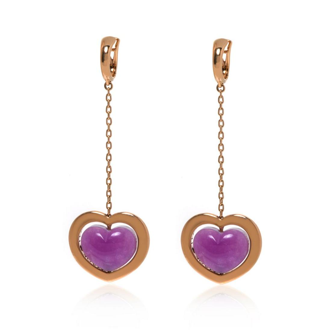 Mimi Milano 18k Gold Fuchsia Quartz Heart Earrings (1 of 3)