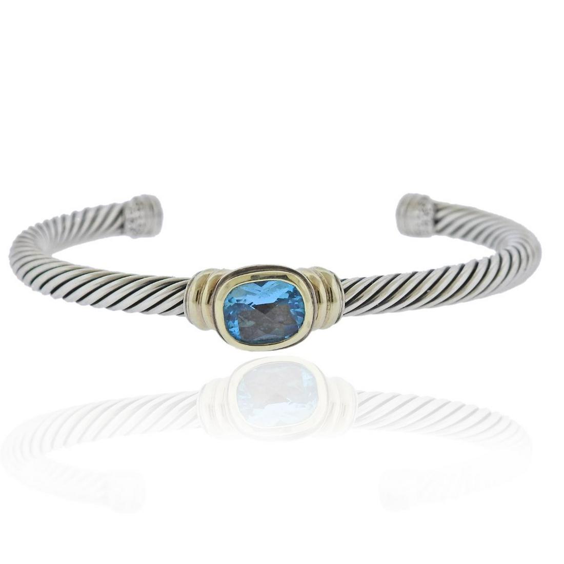 David Yurman 14k Gold Silver Topaz Cable Bracelet (1 of 4)