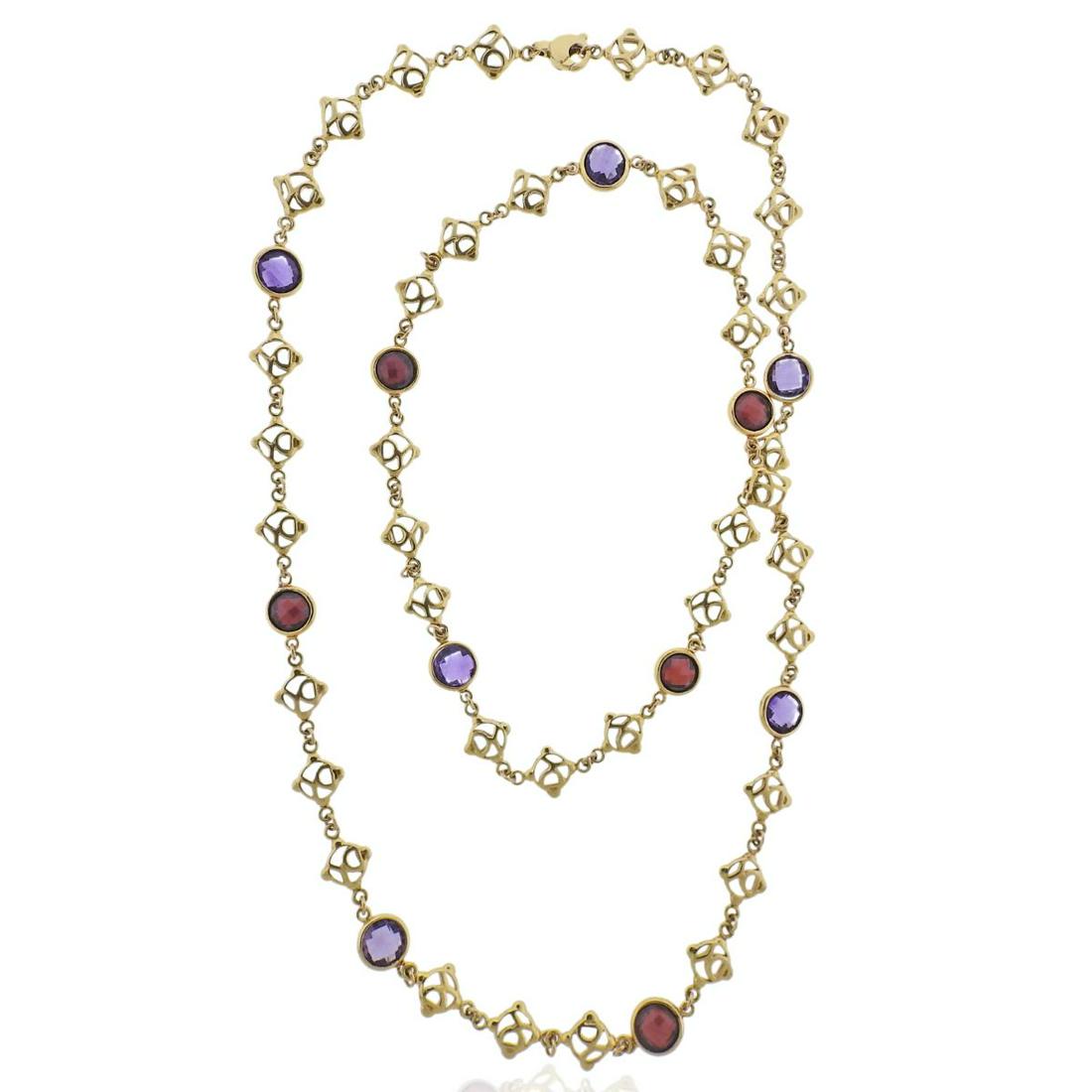 18k Gold Amethyst Long Necklace (1 of 3)