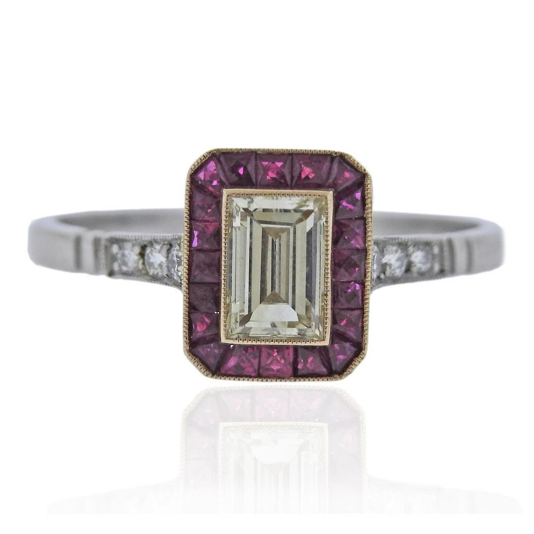 Platinum Diamond Ruby Engagement Ring (1 of 3)