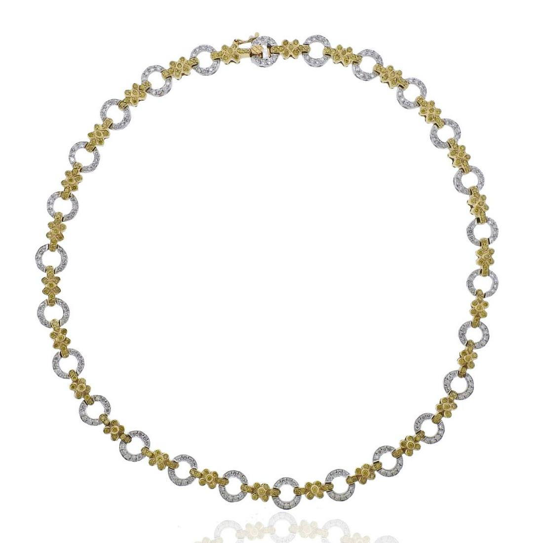 18k Gold 6.55ctw Yellow White Diamond Necklace (1 of 4)