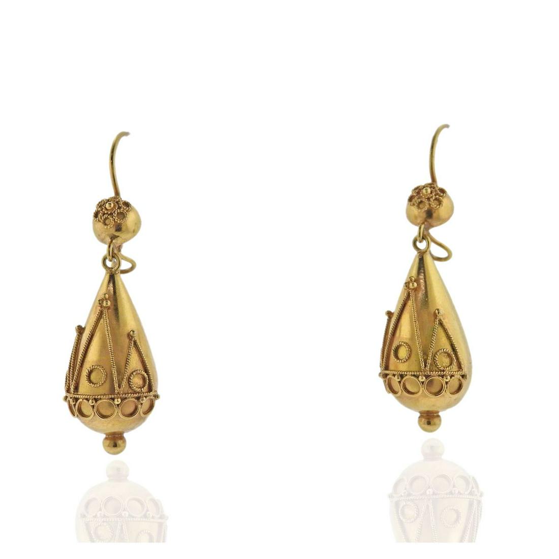 Etruscan 18k Gold Drop Earrings (1 of 3)