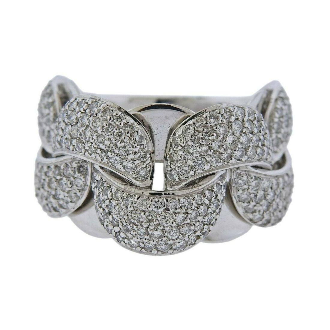 Chimento 18k Gold Diamond Chain Link Ring: Metal : 18k Gold Designer : Chimento Gemstone : Diamonds approx. 1.67ctw Measurements : Ring size 7.25, width 14mm Marked: : Chimento, 408VI, 750 Weight: 10.6 grams