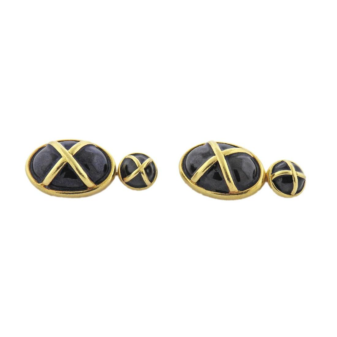 Tiffany & Co Black Enamel Gold Cufflinks (1 of 3)