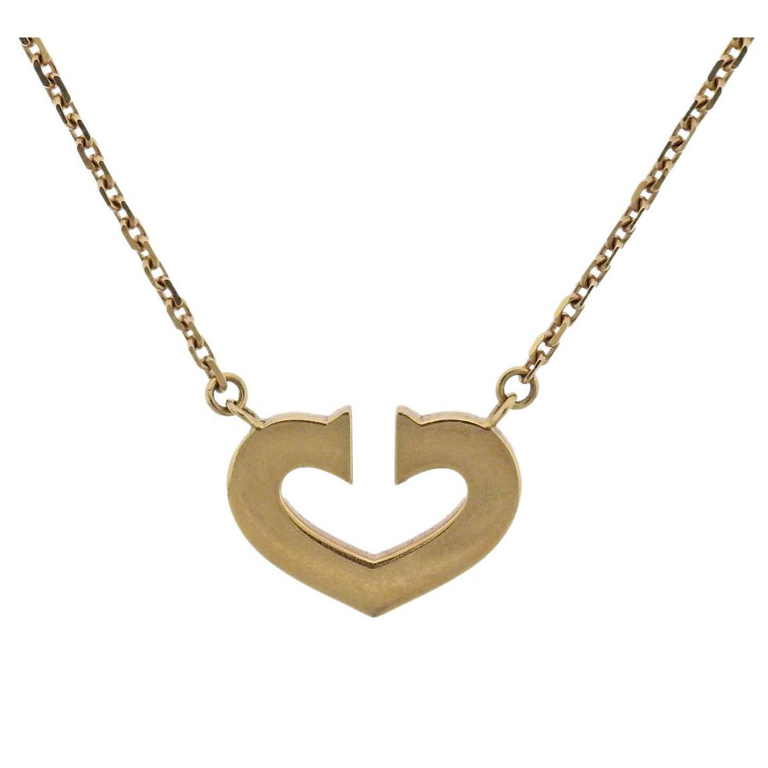 Cartier 18k Gold Heart C Pendant Necklace (1 of 3)