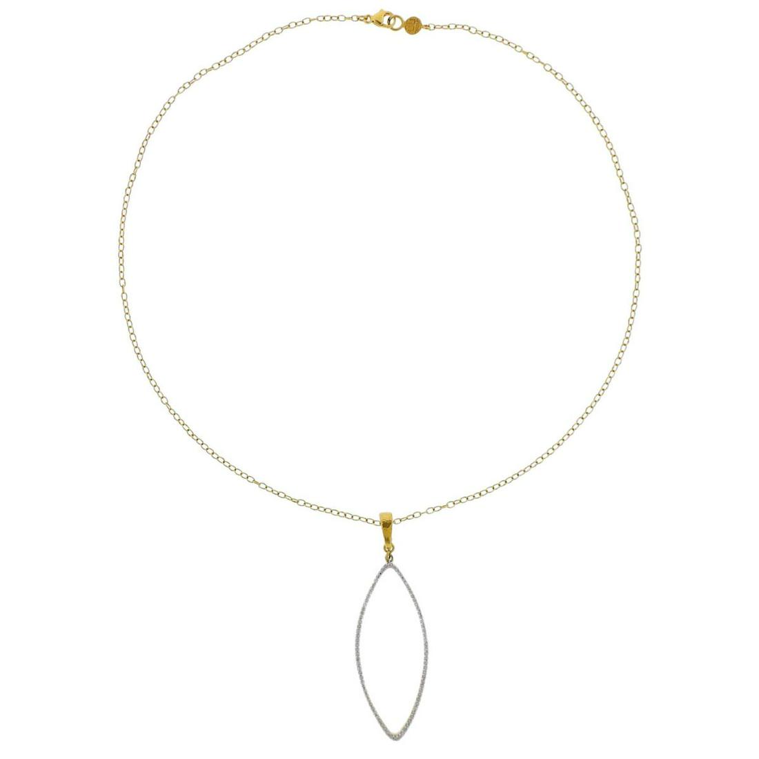 Gurhan Willow Gold Diamond Pendant Necklace: Metal : 22k 18k Gold Designer : Gurhan Gemstone : Diamonds approx. 0.34ctw Measurements : Necklace is 18" long, pendant is 60 x 20mm Marked: : Gurhan serial number, 990. Weight: 7