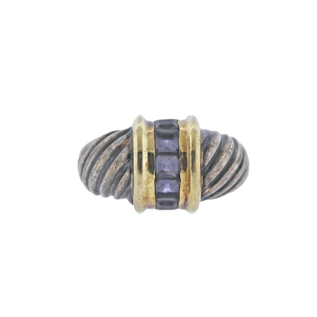 David Yurman Silver Gold Iolite Ring (1 of 3)
