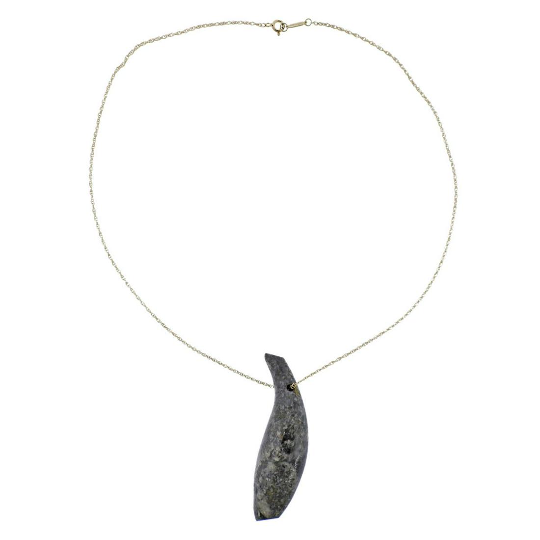 Tiffany & Co Gehry Fish Jade Gold Pendant Necklace (1 of 4)