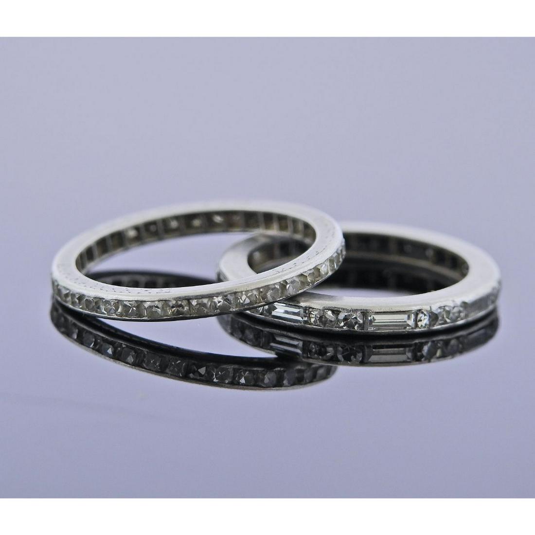 Art Deco Platinum Diamond Band Ring Lot of 2 (1 of 2)