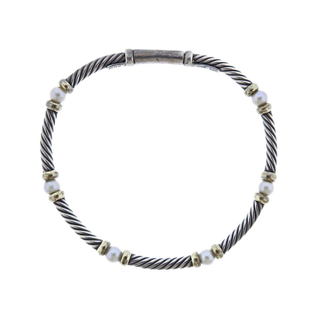 David Yurman Silver 14k Gold Pearl Bracelet (1 of 3)