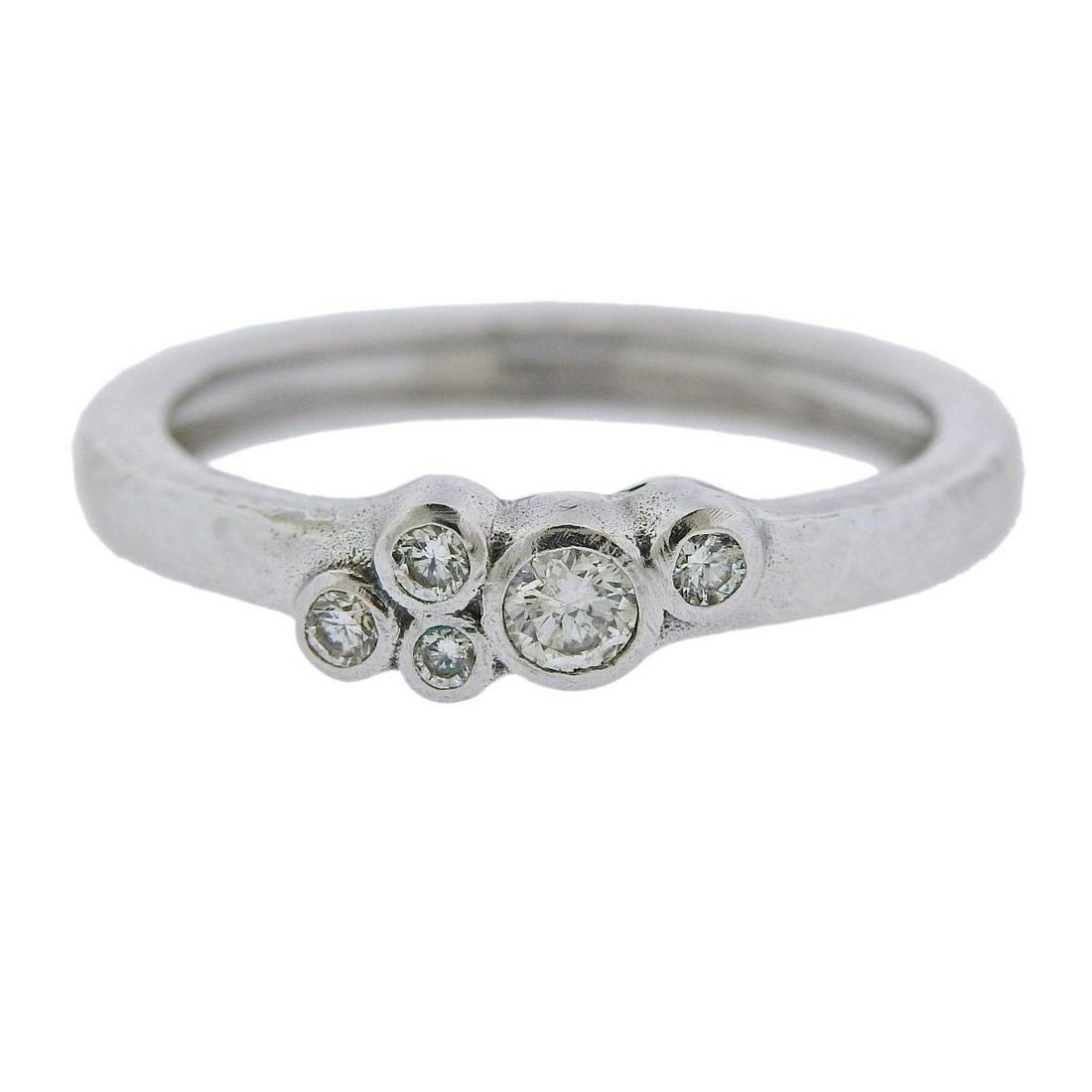 Gurhan Pointelle Gold Diamond Ring: Metal : 18k Gold Designer : Gurhan Gemstone : Diamonds approx. 0.21ctw Measurements : Ring size 6.75, top is 5mm wide Marked: : Gurhan, Serial number, 750 Weight: 3.5 grams