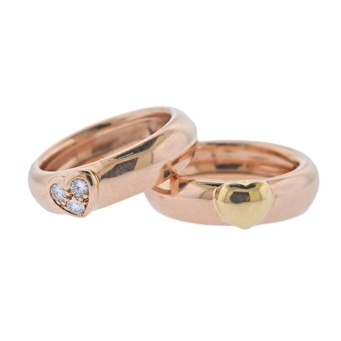 Tiffany & Co 18k Gold Diamond Heart Band Ring Set 2pc (1 of 5)