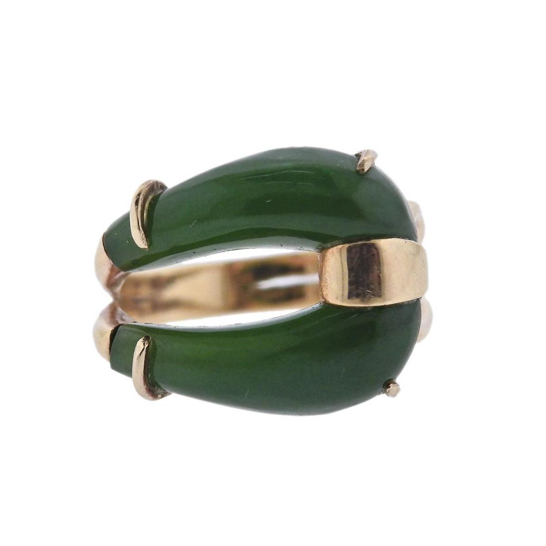 Midcentury 14k Gold Aventurine Ring (1 of 4)