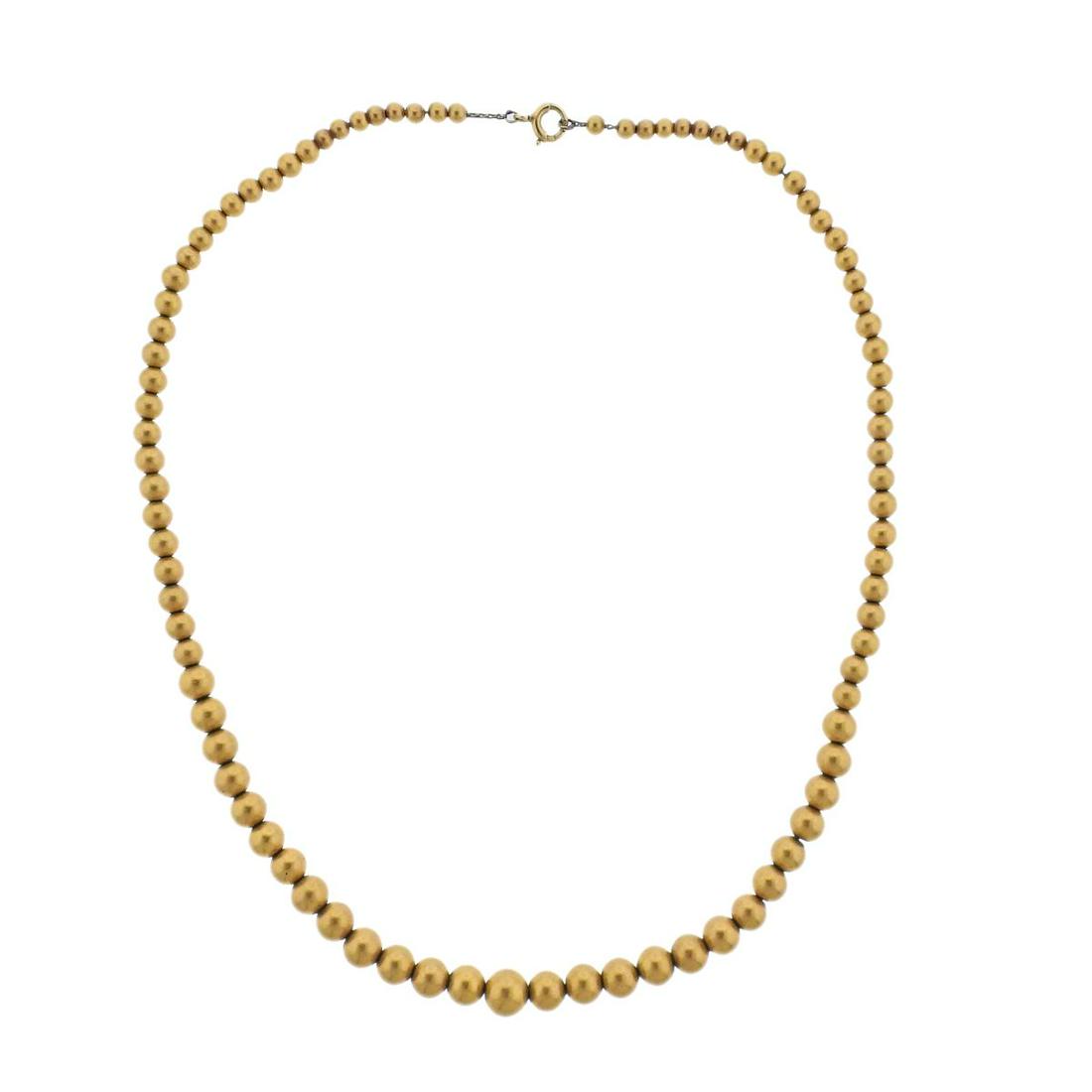 Antique Victorian 14k Gold Graduated Bead Necklace (1 of 3)