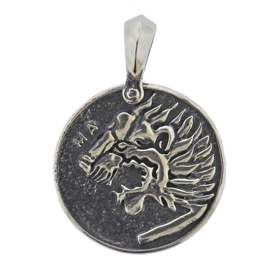 David Yurman Silver Petrvs Lion Amulet Pendant (1 of 3)