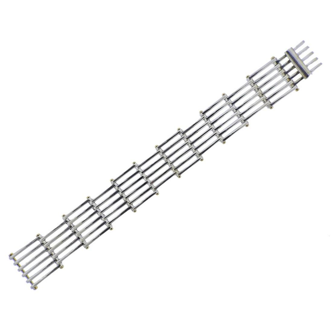 Tiffany & Co Sterling 18k Gold Fence Link Bracelet (1 of 3)