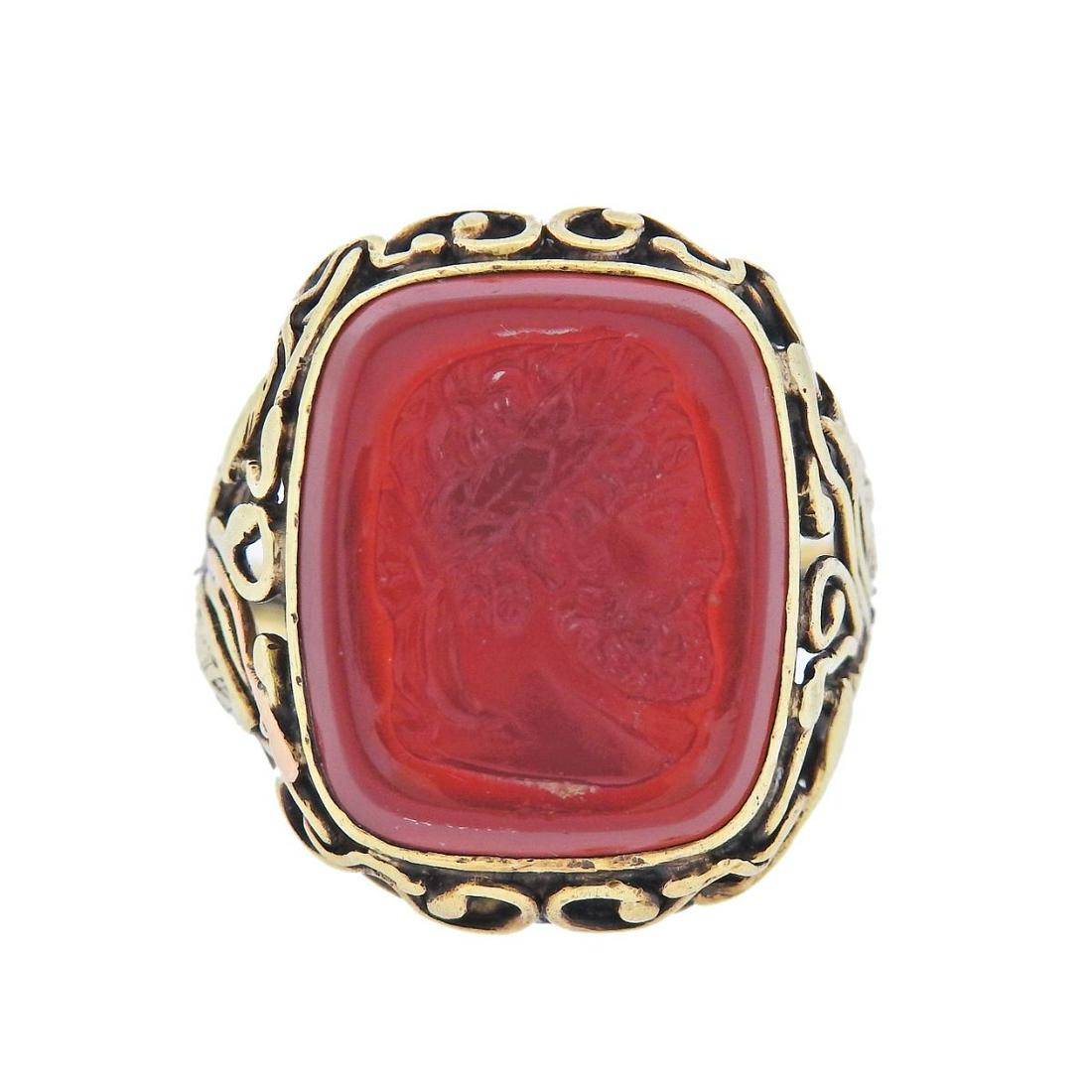 Arts & Crafts 14k Gold  Carnelian Cameo Ring (1 of 3)