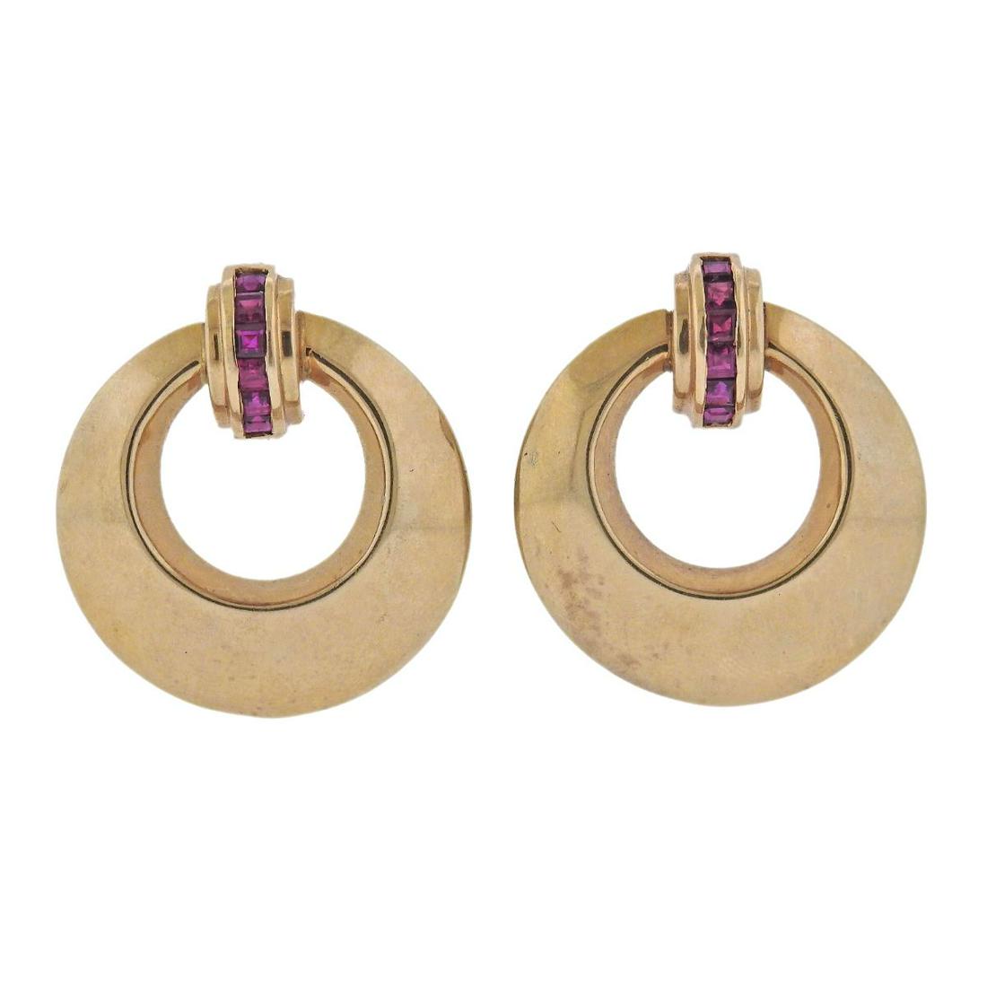 Retro 14k Gold Ruby Earrings (1 of 3)