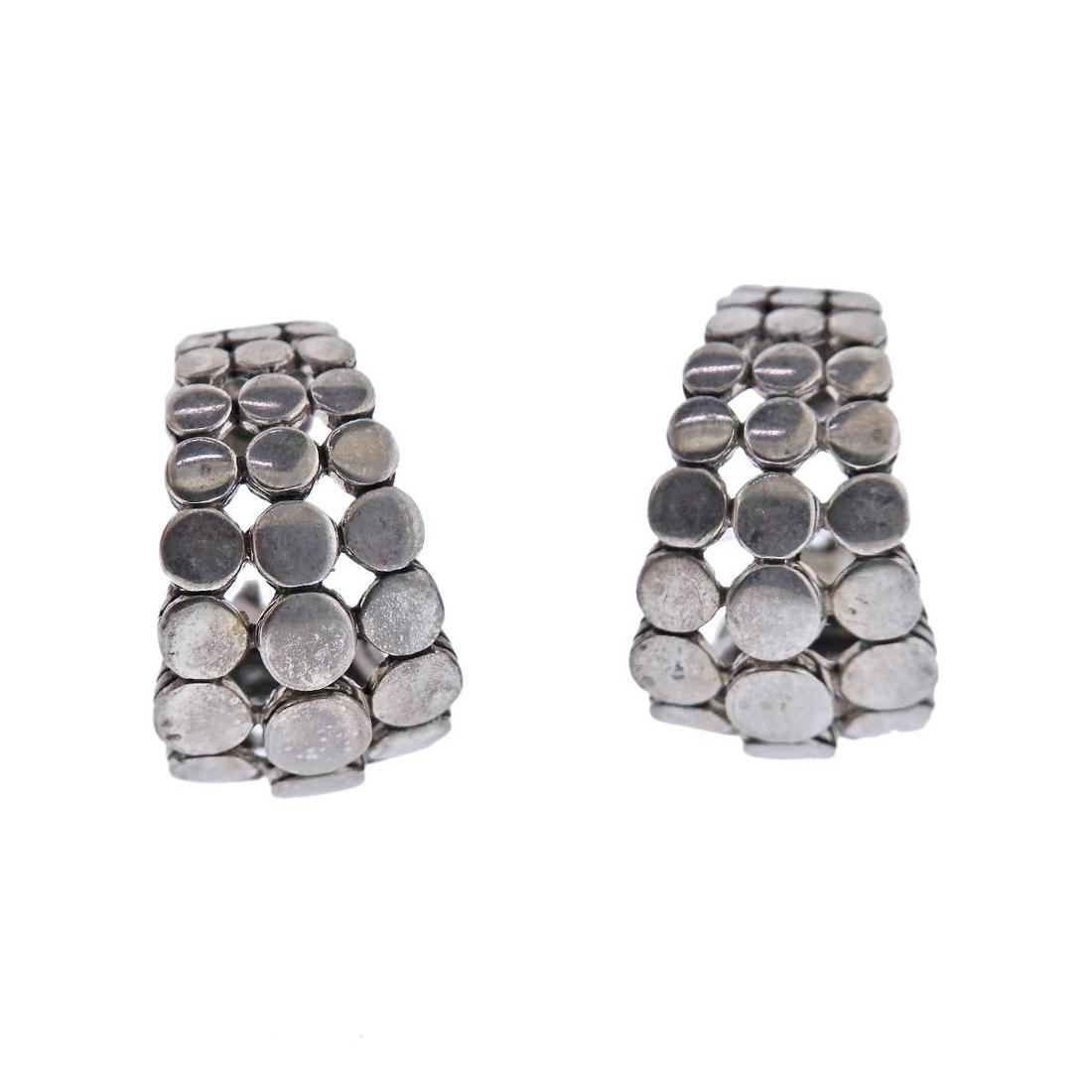 John Hardy Dots Sterling Silver Hoop Earrings: Metal : Sterling Silver Designer : John Hardy Gemstone : None Measurements : Earrings are 21mm x 15mm Marked: : JH 925 Weight: 13.4 grams