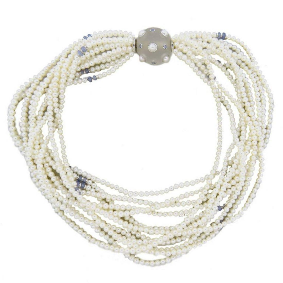 Trianon Pearl Frosted Crystal Gold Necklace (1 of 3)