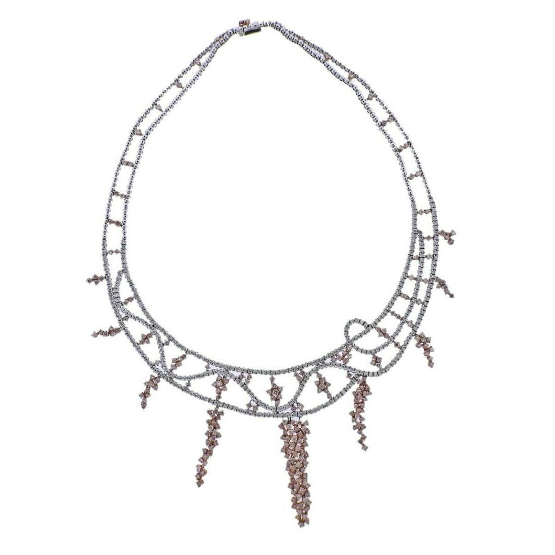 Hana 15.80ctw Natural Pink White Diamond Gold Necklace (1 of 5)