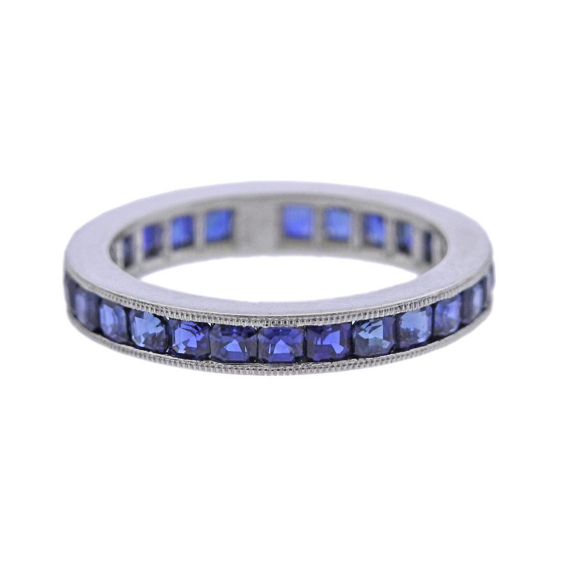 Platinum 2.00ctw Sapphire Eternity Wedding Band Ring: Metal : Platinum Designer : Not Signed Gemstone : Diamonds 2.00ctw Measurements : Ring size 7.75, ring is 3.5mm wide Marked: : Plat Weight: 5.3 grams