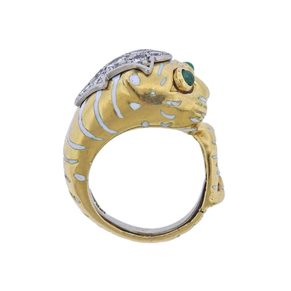 David Webb Diamond Emerald Platinum Gold Tiger Ring (1 of 5)