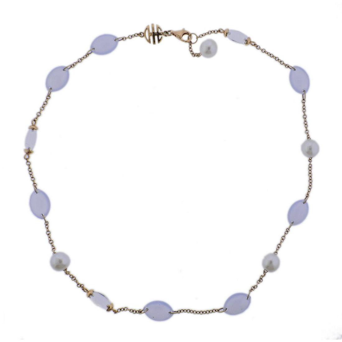 Mimi Milano 18k Gold Chrysoprase Crystal Pearl Necklace (1 of 3)