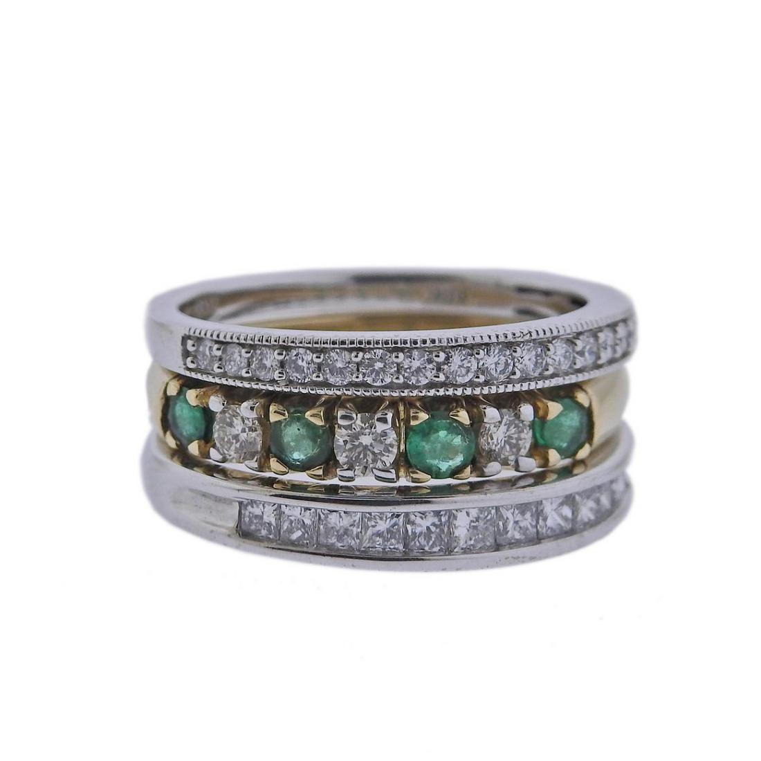 Kallati Gold Diamond Emerald Band Ring Lot of 3 (1 of 4)