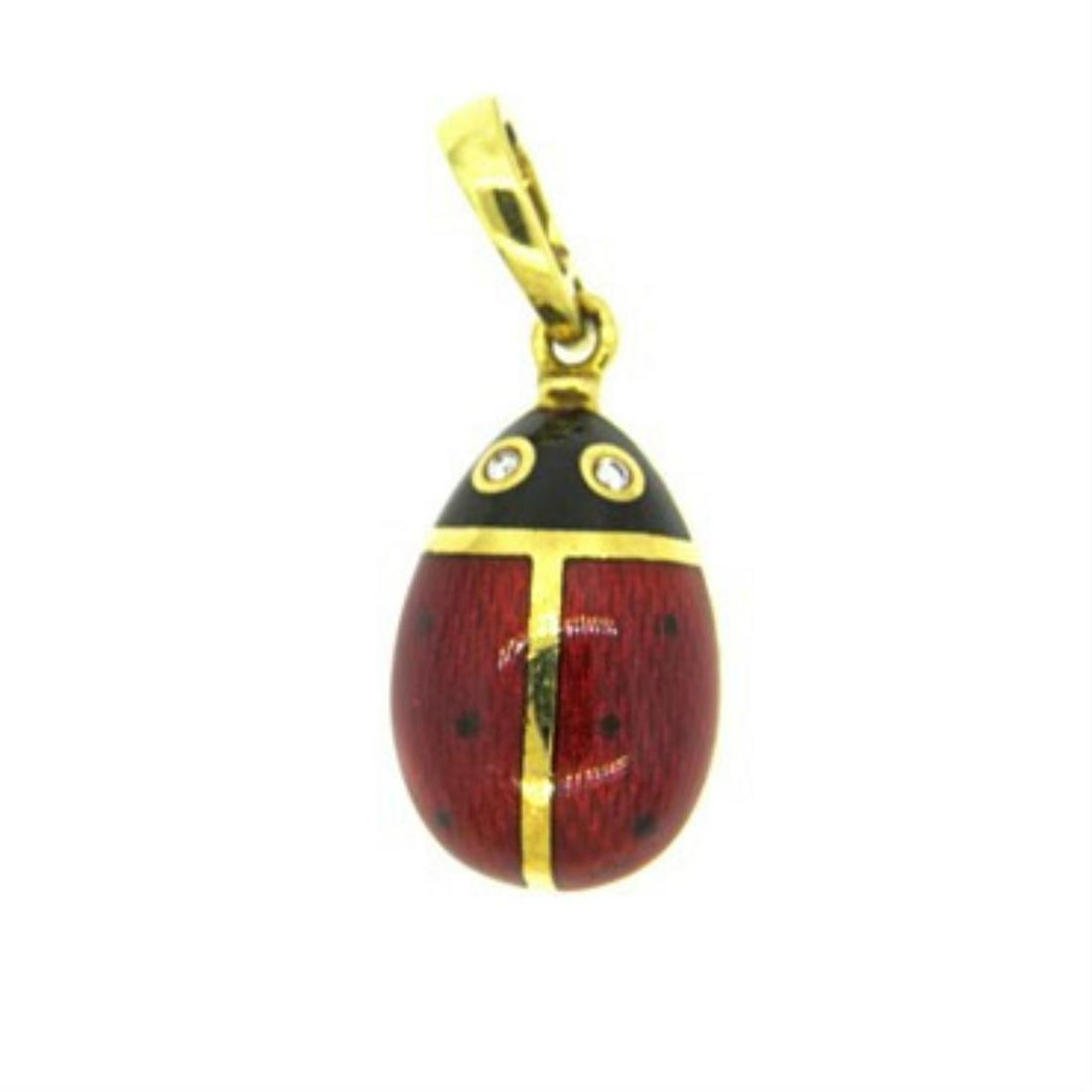 Faberge 18k Gold Diamond Enamel Ladybug Pendant Charm 835 of 1000 (1 of 2)