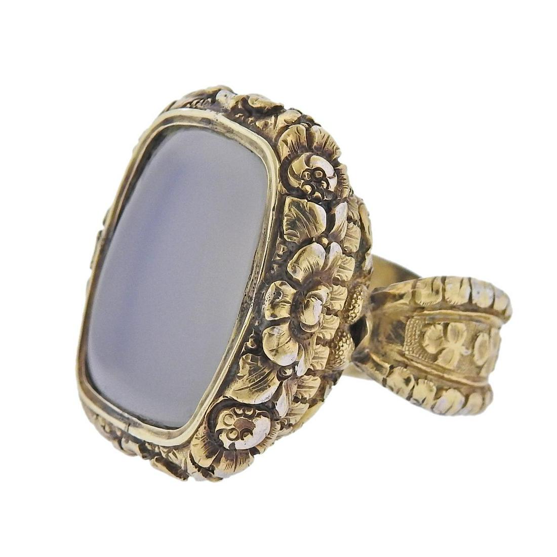 Antique 14k Gold Agate Fob Ring (1 of 4)