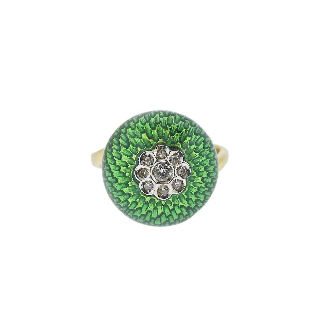 18k Gold Diamond Enamel Ball Ring (1 of 6)