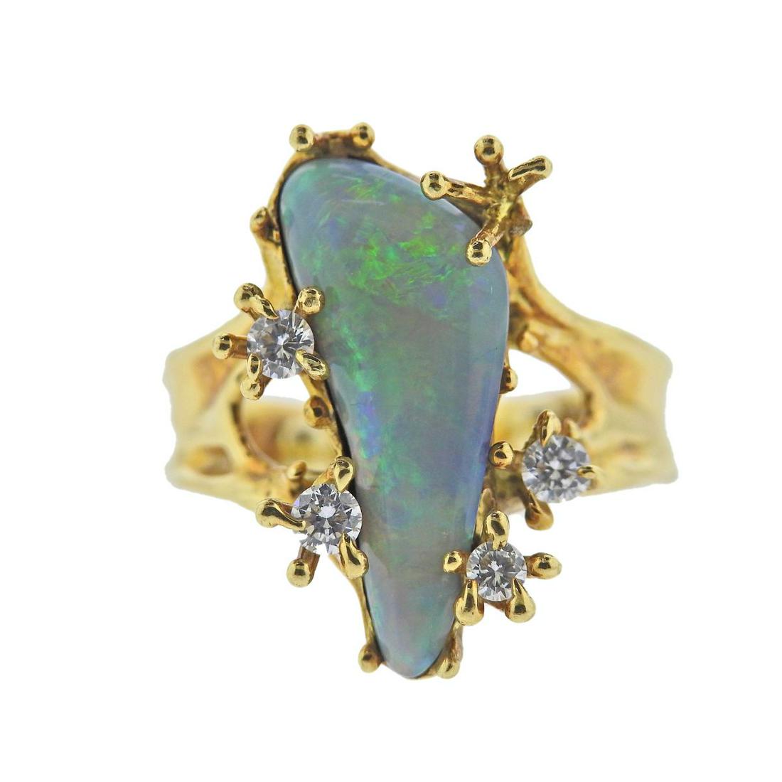 1960s 18k Gold Diamond Opal Ring (1 of 4)