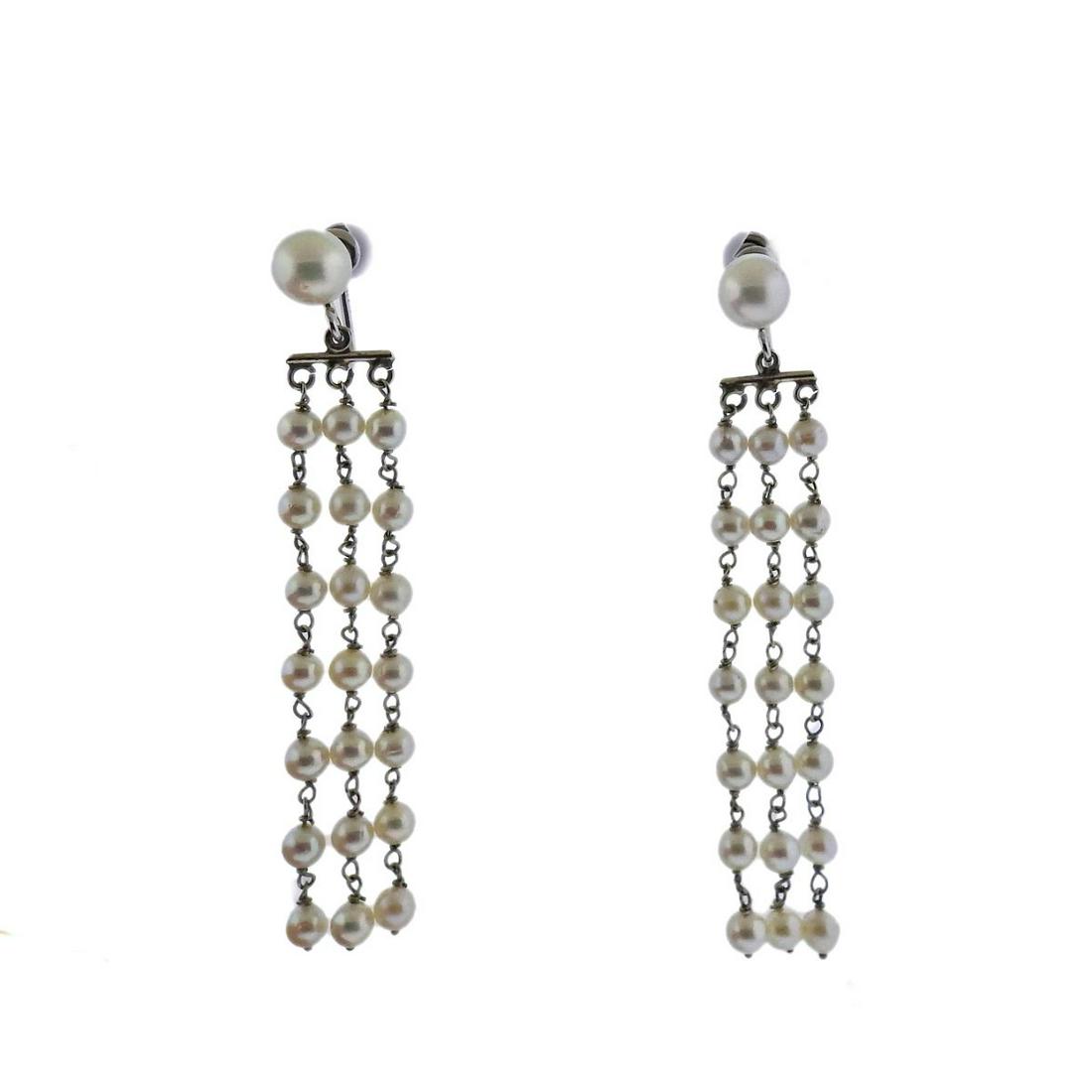 14k Gold Pearl Dangle Drop Earrings (1 of 4)
