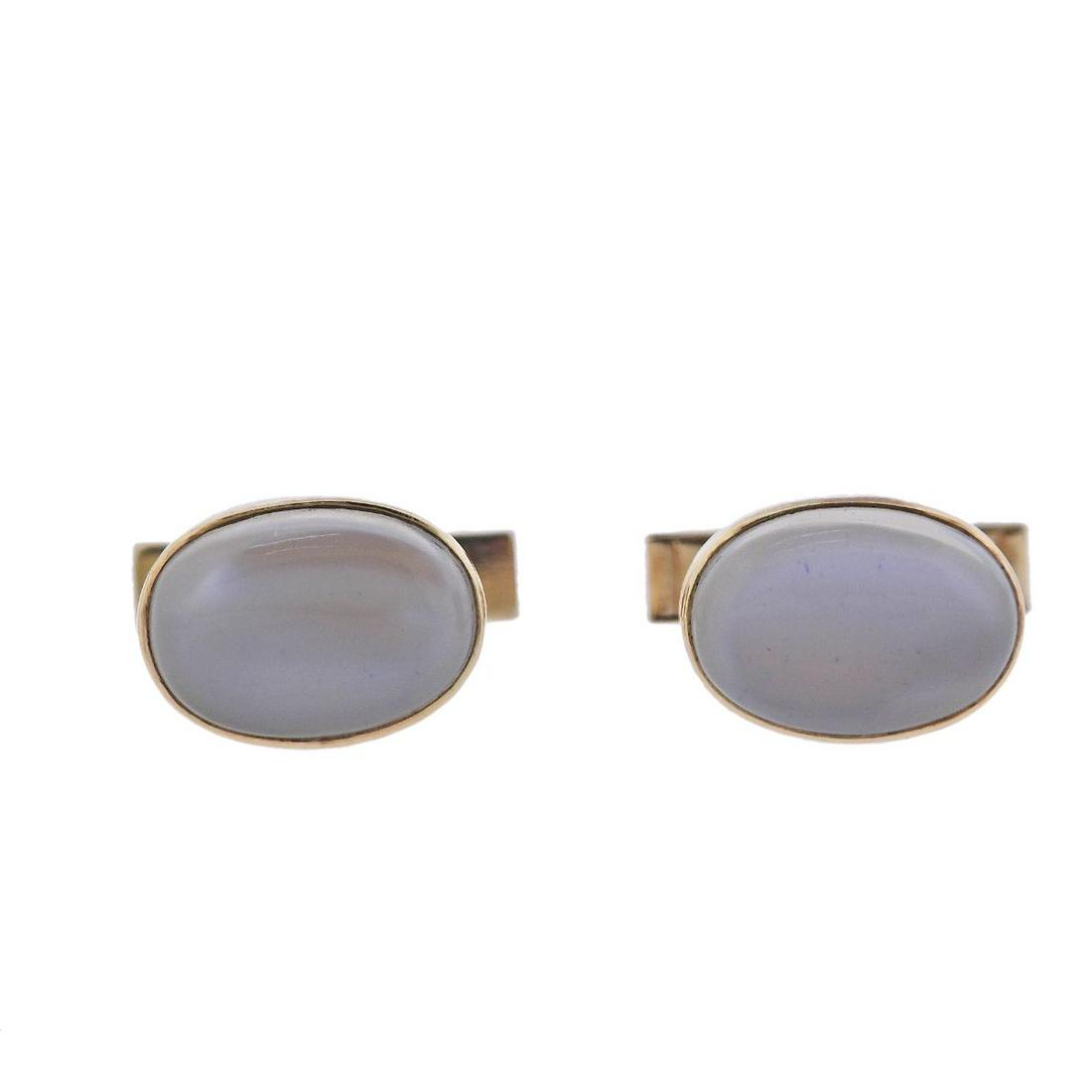 Retro 14k Gold Moonstone Cufflinks (1 of 3)