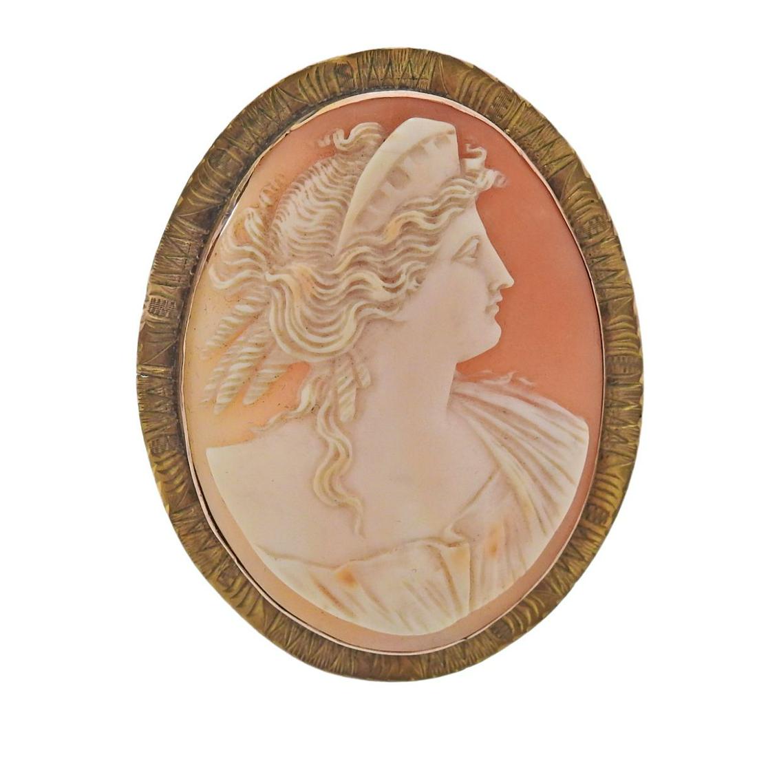 Antique Shell Cameo Brooch Pendant (1 of 3)