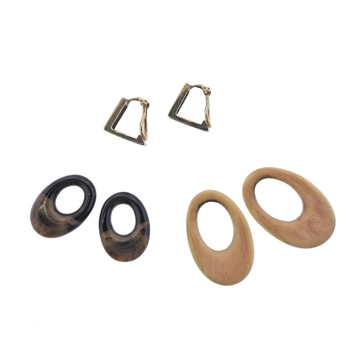 1970s 14k Gold Tiger's Eye Interchangeable Earrings (1 of 4)