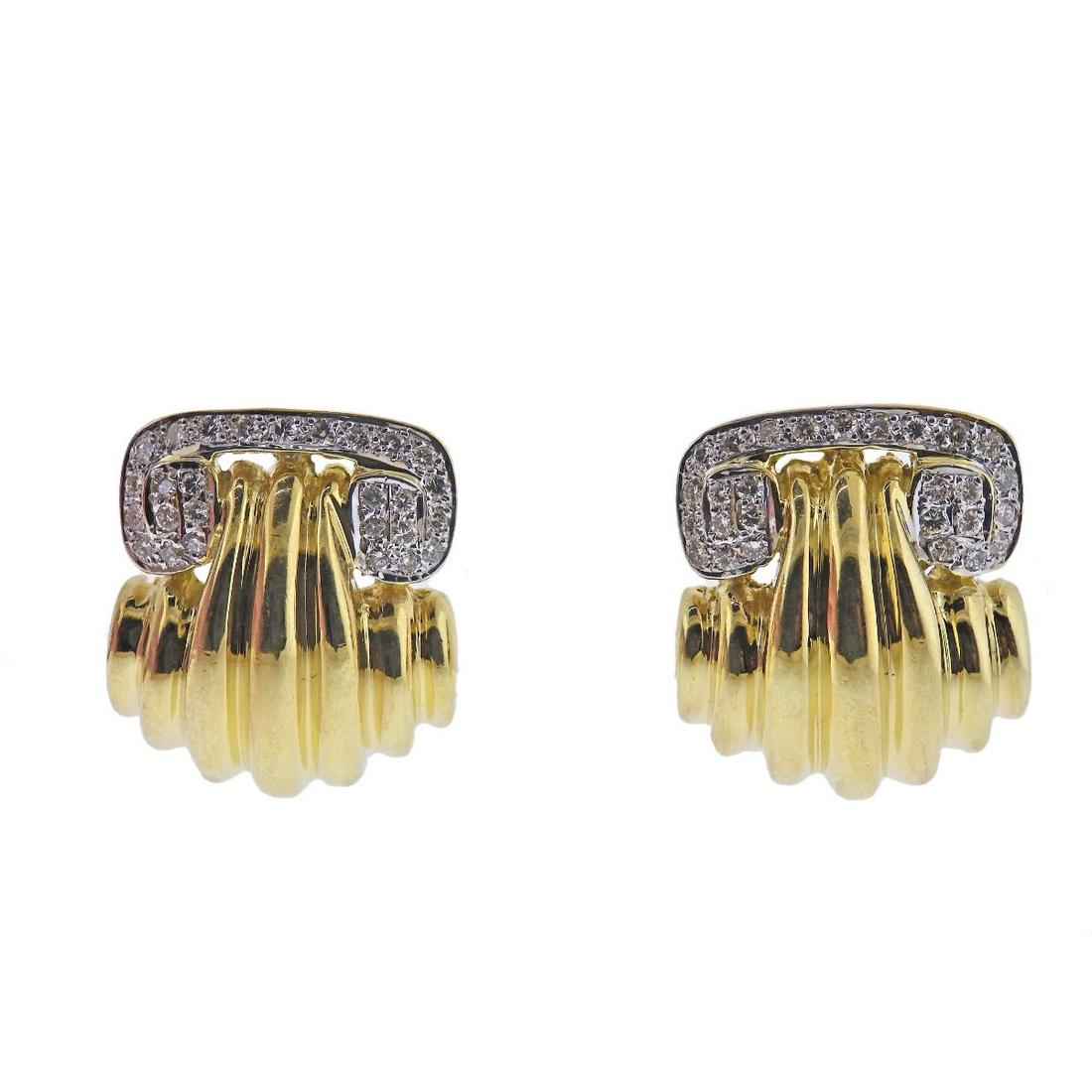 1980s 18k Gold Diamond Earrings (1 of 4)