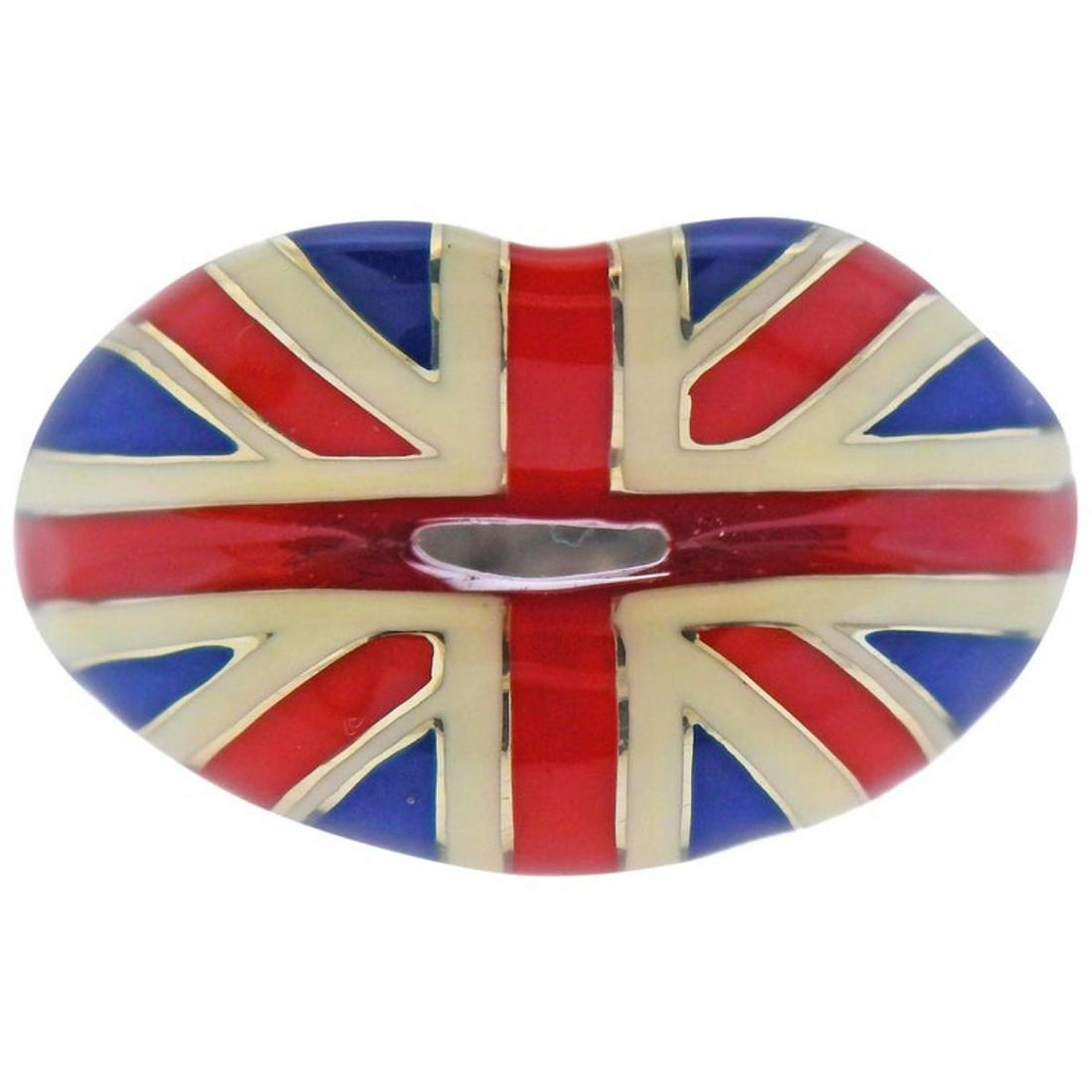 Solange Azagury Partridge Union Jack Enamel Silver Lips Ring (1 of 3)