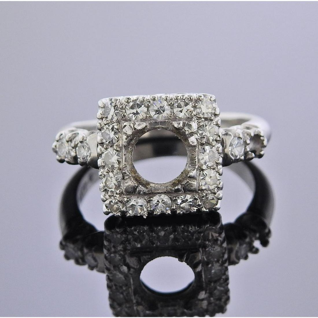 Midcentury Platinum Engagement Diamond Ring Setting (1 of 3)