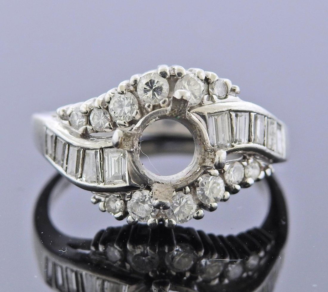Midcentury Platinum Diamond Ring Setting (1 of 3)
