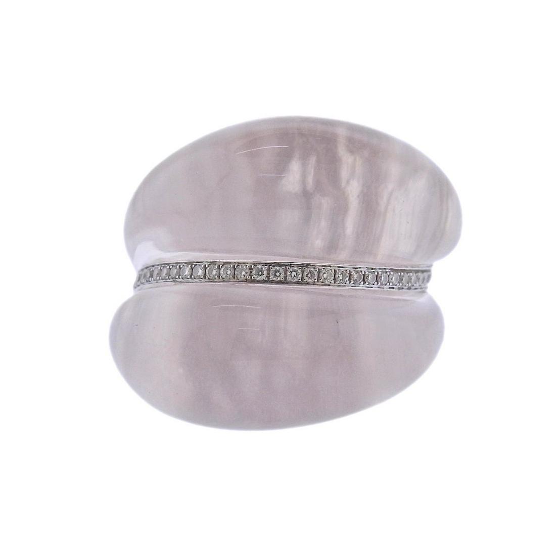 18k Gold Rose Quartz Diamond Cocktail Limited Edition Ring (1 of 4)