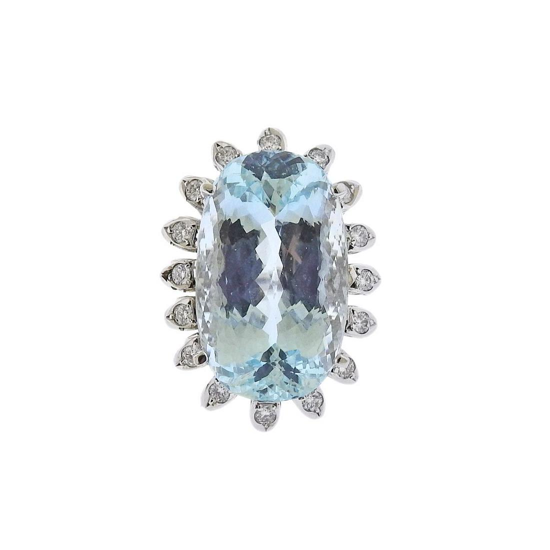 25.5ct Aquamarine 14k Gold Diamond Cocktail Ring (1 of 4)