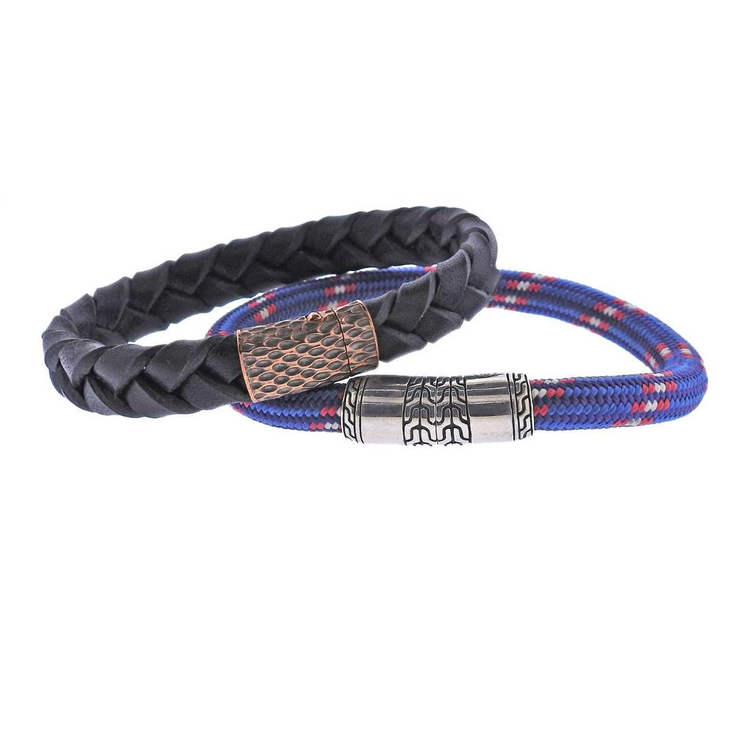 John Hardy Bronze Sterling Silver Cord Leather Bracelet Lot of 2: Metal : Sterling Silver/ Bronze Designer : John Hardy Gemstone : None Measurements : Bracelets are 7 6/8" and 8.5" long Marked: : JH BZ, 925 Weight: 40.2 grams