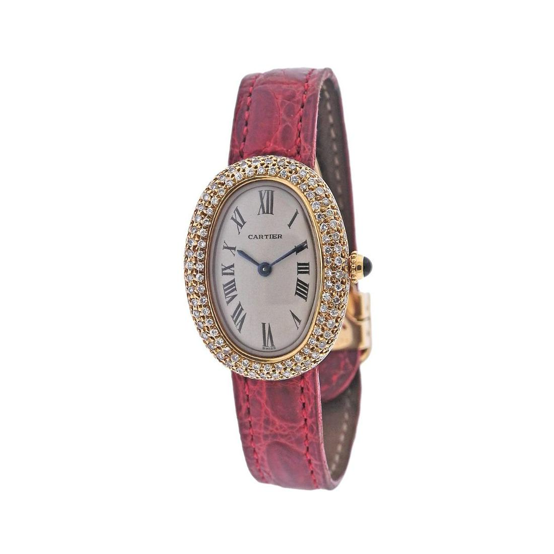Cartier Mini Baignoire 18k Gold Diamond Quartz Ladies Watch 2322 (1 of 4)