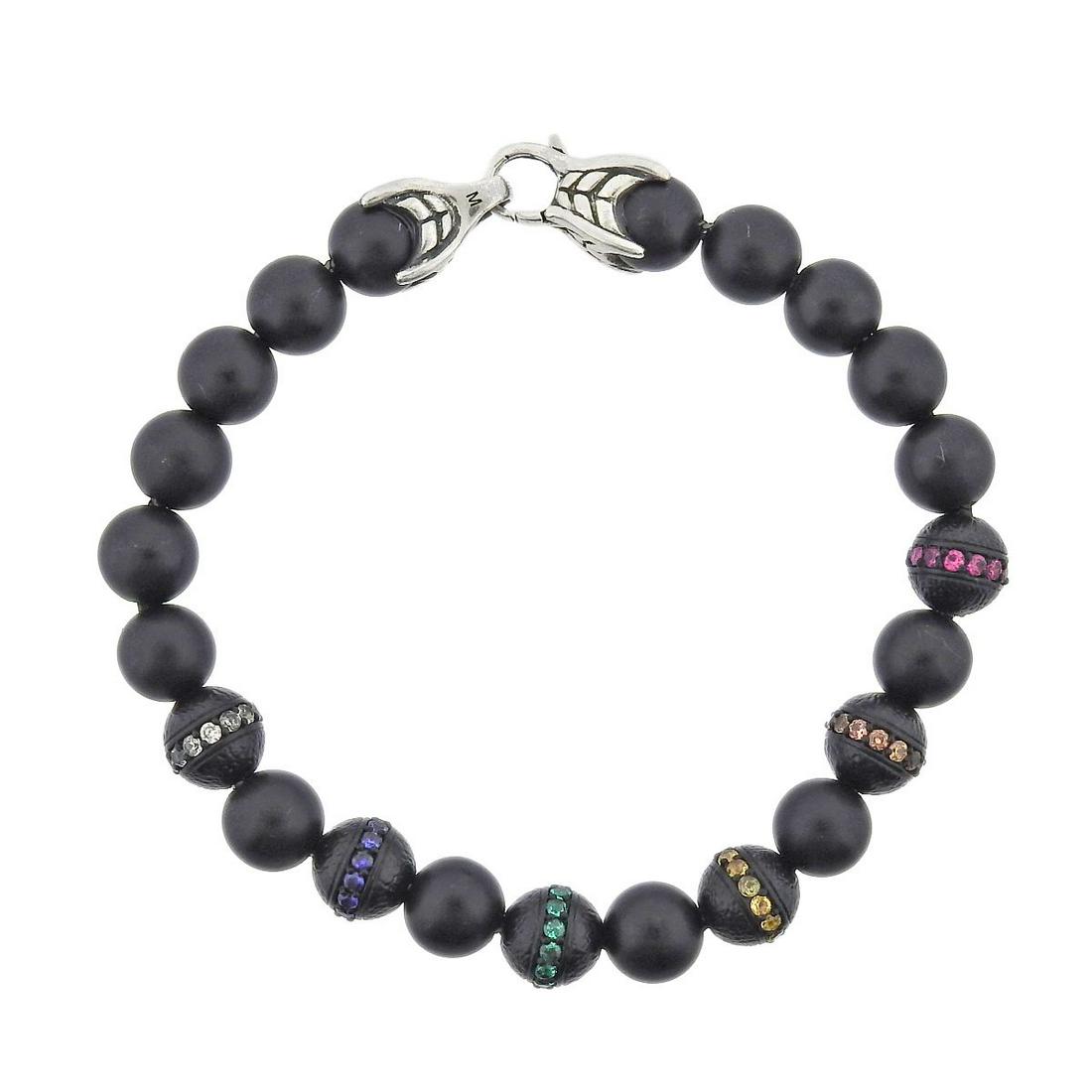 David Yurman Spiritual Beads Onyx Gemstone Silver Bracelet (1 of 3)