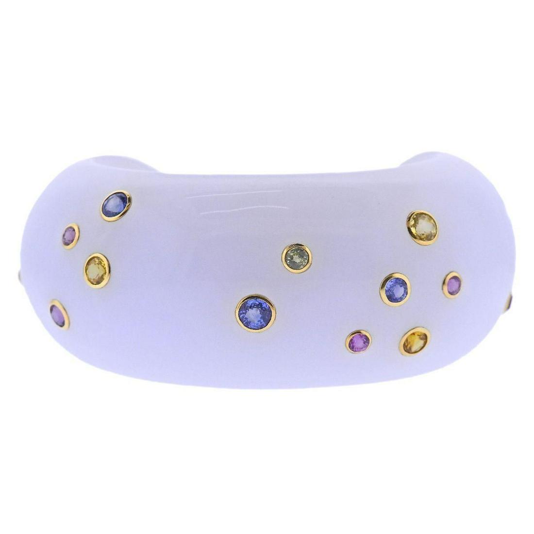 Trianon 18k Gold Agate Multi Sapphire Bracelet (1 of 4)