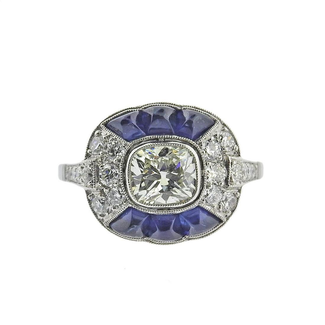 Art Deco Platinum 1.03ct Old Mine Diamond Engagement Ring (1 of 3)