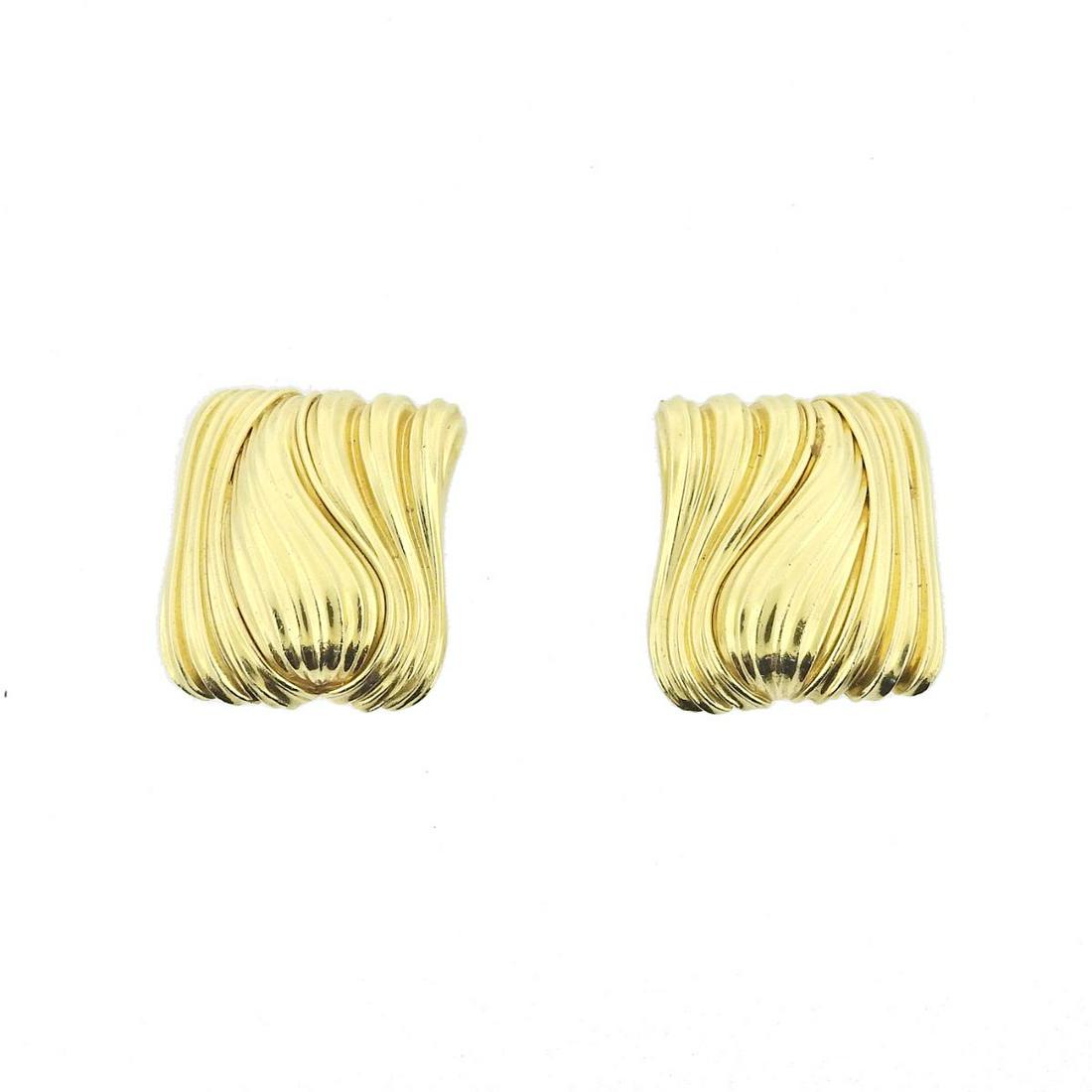 Henry Dunay 18k Gold Wave Motif Earrings (1 of 4)