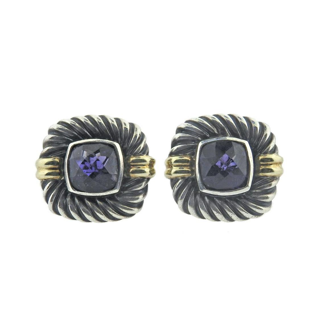 David Yurman Silver 14k Gold Iolite Earrings (1 of 3)